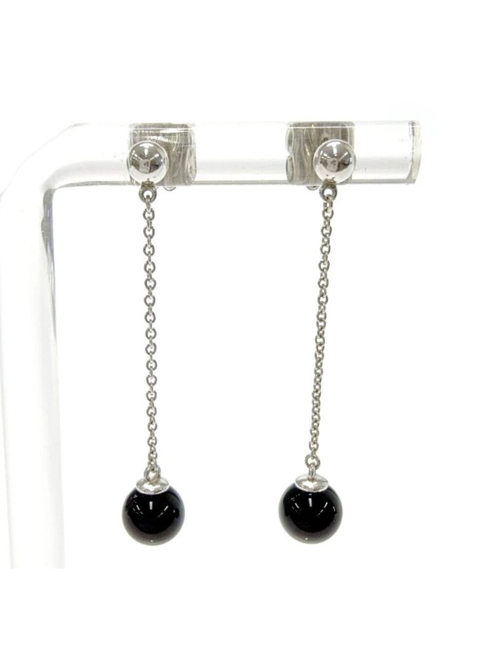 Tiffany & Co Silver Onyx Chain Earrings